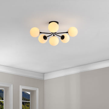 Olivier Parisian 24" Globe Modern Industrial Iron Bistro LED Semi Flush Mount